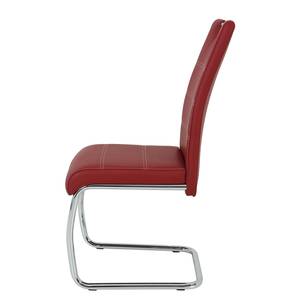 Chaise cantilever La Paz Imitation cuir / Métal - Chrome - Rouge - Lot de 2