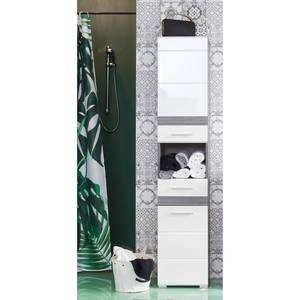 Colonne de salle de bain Storm Light Blanc brillant / Imitation chêne de Sardaigne gris cendré - Largeur : 37 cm