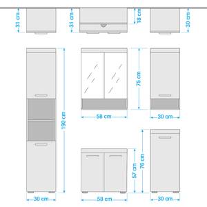 Badezimmerset Runner III (5-teilig) Eiche Sägerau Dekor