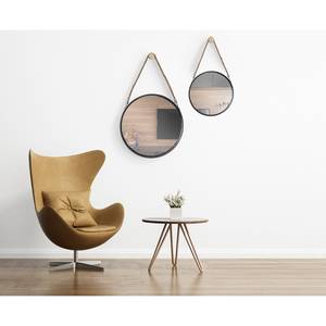 Wandspiegel Hannah Metall / Spiegelglas - schwarz - Durchmesser: 40 cm
