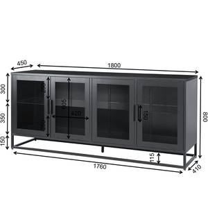 Dressoir Kayys glas/metaal - zwart