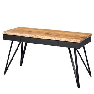 Bureau Dillard deels massief wild eikenhout/metaal - wild eikenhout/zwart