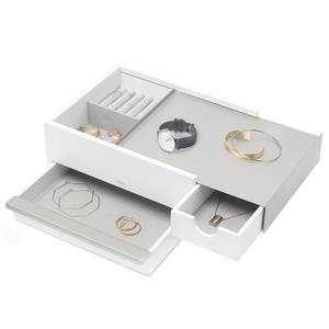 Boîte à bijoux Stowit VI Acier / Tissu - Blanc / Argenté