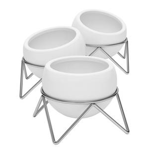 Pflanztöpfe Potsy (3er-Set) Keramik /  Stahldraht / Stahl - Weiß
