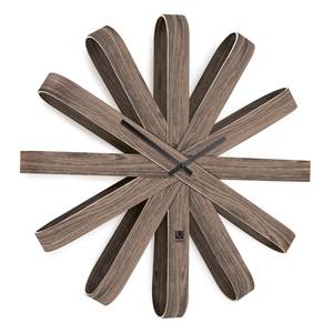 Wandklok Ribbonwood espenhout/deels massief lindehout/aluminium - Bruin