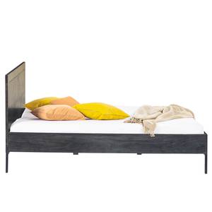 Houten bed Loga massief acaciahout/ijzer - grijs acaciahout/zwart - 180 x 200cm