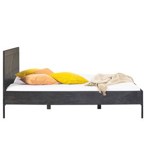 Houten bed Loga massief acaciahout/ijzer - grijs acaciahout/zwart - 140 x 200cm