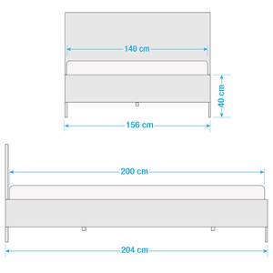 Houten bed Loga massief acaciahout/ijzer - grijs acaciahout/zwart - 140 x 200cm