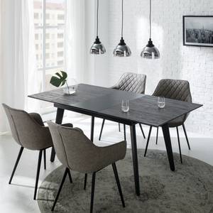 Eettafel Mannford metaal - mooreikenhouten look/mat zwart - Breedte: 140 cm