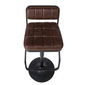 Chaises de bar Dalcross (lot de 2) Microfibre / Métal - Marron vintage / Noir mat - Marron