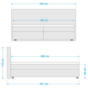 Letto boxspring Cape May Letto boxspring  180x200 H2/H3 F182 Nero - Nero - 180 x 200cm - Materasso doppio H2 H3