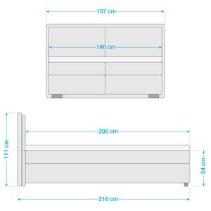 Lit boxspring Cape Vincent Gris clair - 140 x 200cm - D3 medium