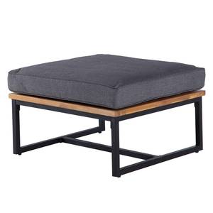 Loungehocker LeRoy Polyester / Akazie massiv - Grau / Braun