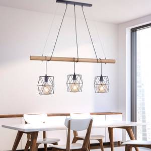 LED-plafondlamp Edgar metaal/massief grenenhout - 3 lichtbronnen