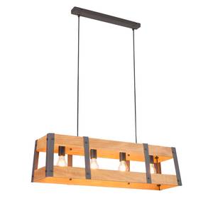 Hanglamp Crate II massief grenenhout/ijzer - 4 lichtbronnen