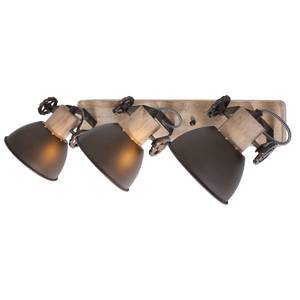 Wandlamp Gearwood I ijzer/deels massief eikenhout - 3 lichtbronnen