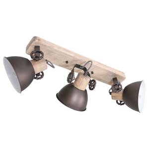 Wandlamp Gearwood I ijzer/deels massief eikenhout - 3 lichtbronnen