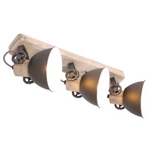 Wandlamp Gearwood I ijzer/deels massief eikenhout - 3 lichtbronnen