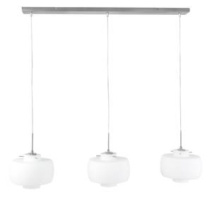 Suspension Glass Light III Verre dépoli / Fer - 3 ampoules - Blanc