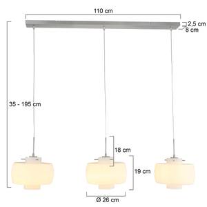 Hanglamp Glass Light III melkglas/ijzer - 3 lichtbronnen - Wit