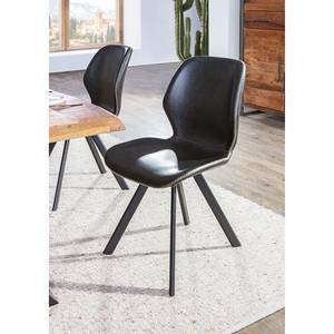 Chaises Collins (lot de 2) Imitation cuir / Fer - Noir - Noir