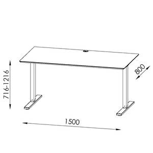 Bureau eDJUST V Hauteur réglable - Largeur : 150 cm