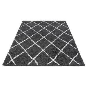 Tapis épais Pula I Polyester - Anthracite / Blanc - 80 x 150 cm