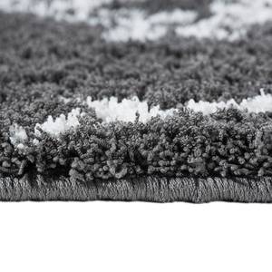 Hoogpolig vloerkleed Pula II polyester - Antracietkleurig/wit - 80 x 150 cm