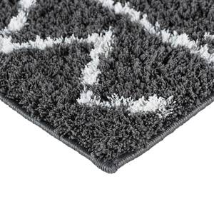 Hoogpolig vloerkleed Pula II polyester - Antracietkleurig/wit - 80 x 150 cm