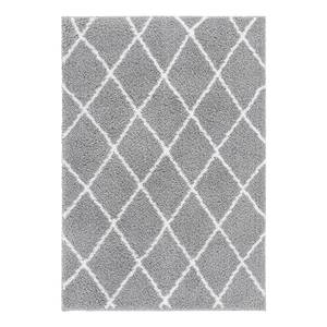 Hoogpolig vloerkleed Pula I polyester - Silver White - 80 x 150 cm
