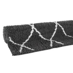 Hoogpolig vloerkleed Pula I polyester - Antracietkleurig/wit - 120 x 170 cm
