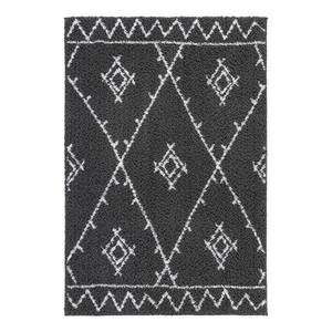 Tapis épais Pula II Polyester - Anthracite / Blanc - 160 x 230 cm