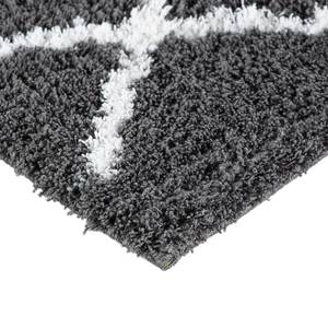 Hoogpolig vloerkleed Pula I polyester - Antracietkleurig/wit - 160 x 230 cm