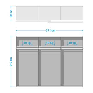 Armadio con ante scorrevoli Boston-Extra Grigio - Larghezza: 271 cm