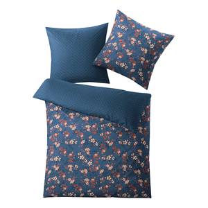 Parure de lit Flowery Étoffe de coton - Bleu - 135 x 200 cm + oreiller 80 x 80 cm