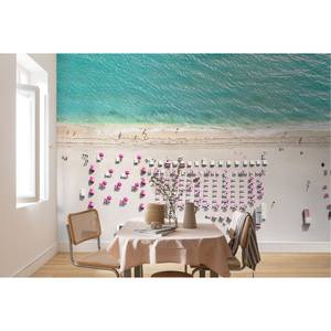 Papier peint intissé Pink Umbrella Intissé - Turquoise / Marron - Largeur : 400 cm
