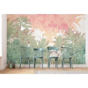 Fotobehang Palmiers vlies - groen/roze