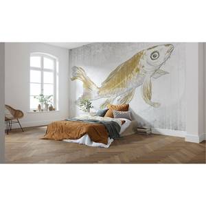 Fotobehang Golden Koi vlies - goudkleurig/grijs/wit