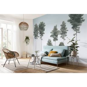 Fotobehang Pines vlies - groen/blauw/wit