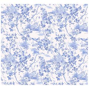 Papier peint intissé Charming Bloom Intissé - Bleu / Blanc