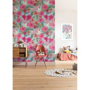 Papier peint intissé Ariel Pink Flower Intissé - Multicolore