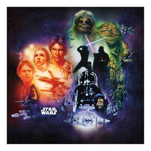 Papier peint Star Wars Poster Collage Intissé - Noir / Blanc