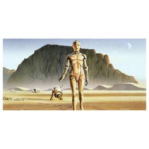 Papier peint Star Wars RMQ Droids Intissé - Jaune / Marron