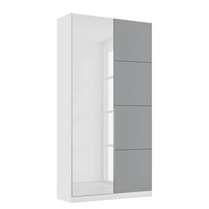 Drehtürenschrank Bellezza Hochglanz Weiß / Grau - Breite: 91 cm