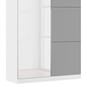 Drehtürenschrank Bellezza Graphit / Glas Weiß - Breite: 91 cm