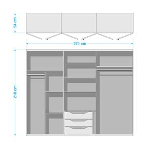 Drehtürenschrank Bellezza Alpinweiß / Grau - Breite: 271 cm