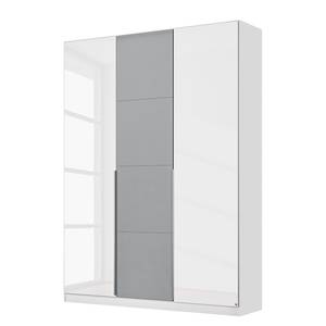 Drehtürenschrank Bellezza Hochglanz Weiß / Grau - Breite: 136 cm