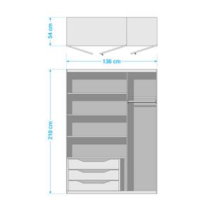 Drehtürenschrank Bellezza Alpinweiß / Grau - Breite: 136 cm