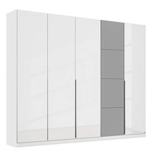 Drehtürenschrank Bellezza Graphit / Glas Weiß - Breite: 226 cm