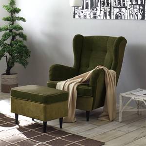 Fauteuil Marson Tissu, microfibre - Microfibre Salvo: Vert olive - Sans repose-pieds